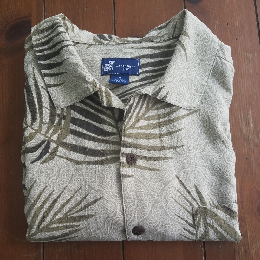 Caribbean Joe Hawaiian S/S 100% Silk Shirt Size XL